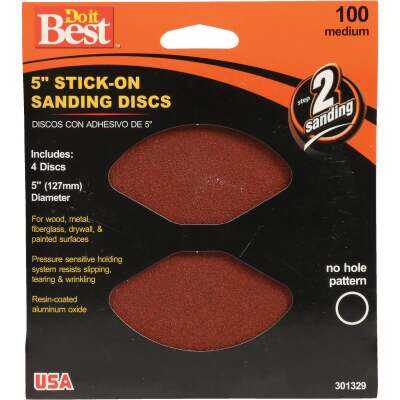 Do it Best 5 In. 100 Grit Stick-On Sanding Disc (4-Pack)