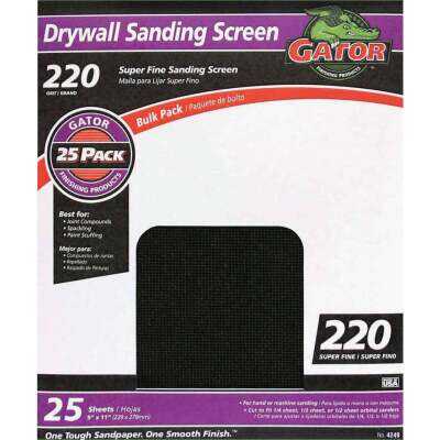 Gator Grit 220 Grit 9 In. x 11 In. Drywall Sanding Screen (25-Pack)